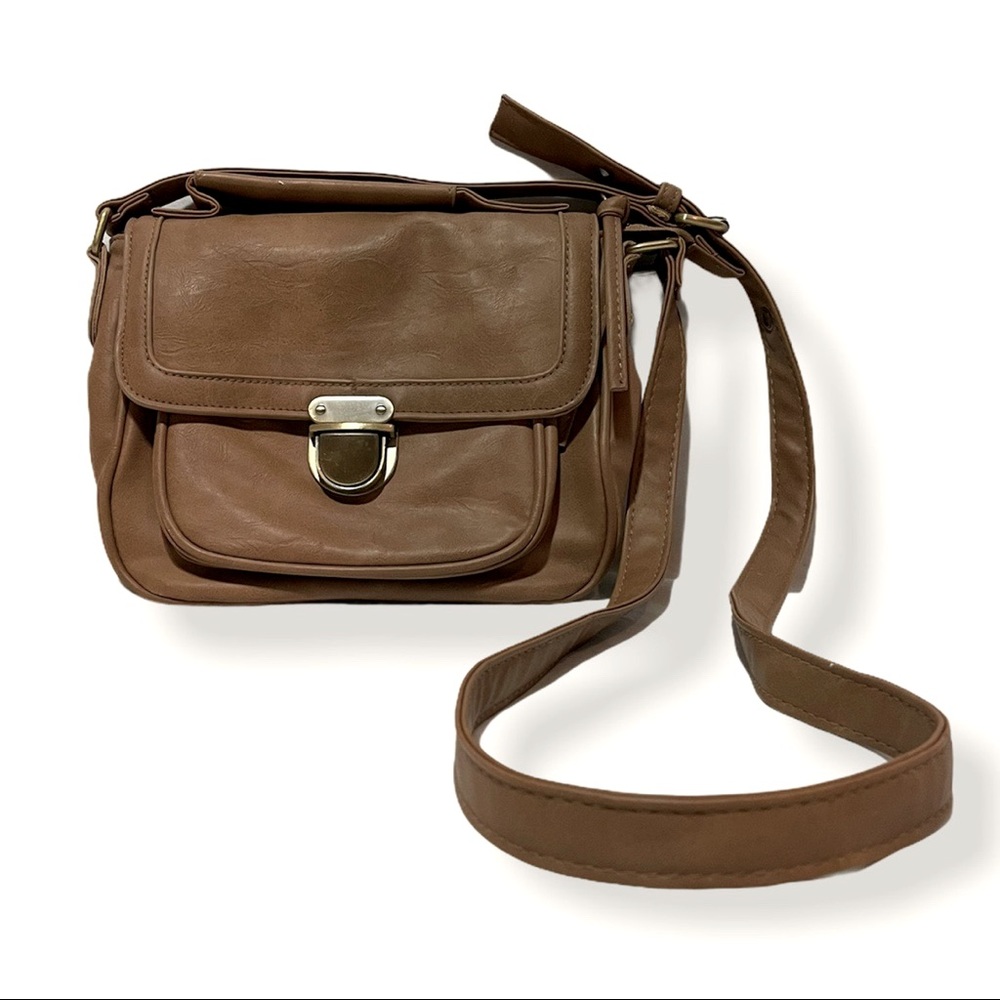 Brown/Tan Faux Suede Crossbody Bag/Purse